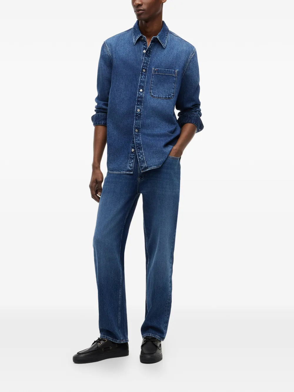 Tommy Hilfiger Denim overhemd met logopatch Blauw