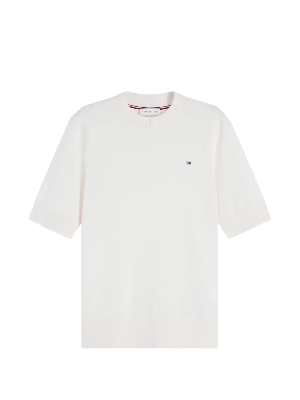 Tommy Hilfiger logo-embroidered short-sleeve sweater - Bianco