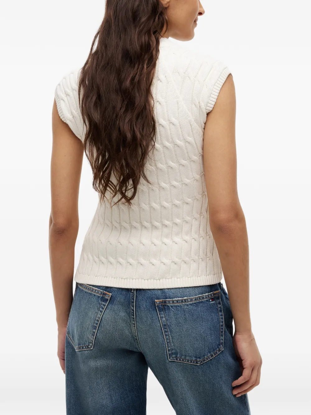 Tommy Hilfiger Kabelgebreid vest Beige