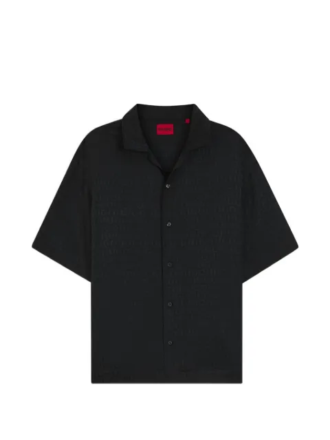 HUGO logo-jacquard short-sleeve shirt