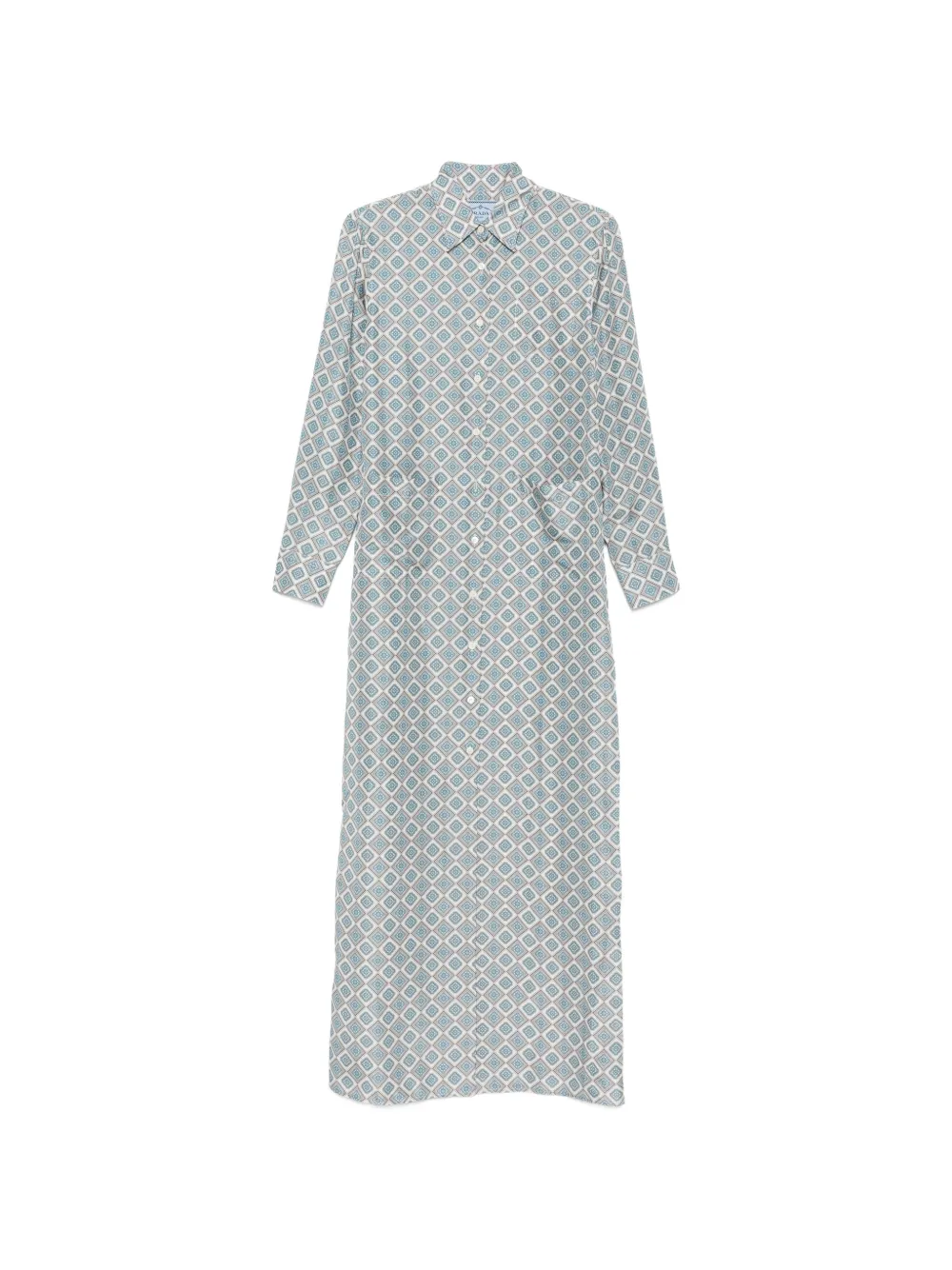 Prada Pre-Owned Damie geometric-print shirt midi dress - Bianco