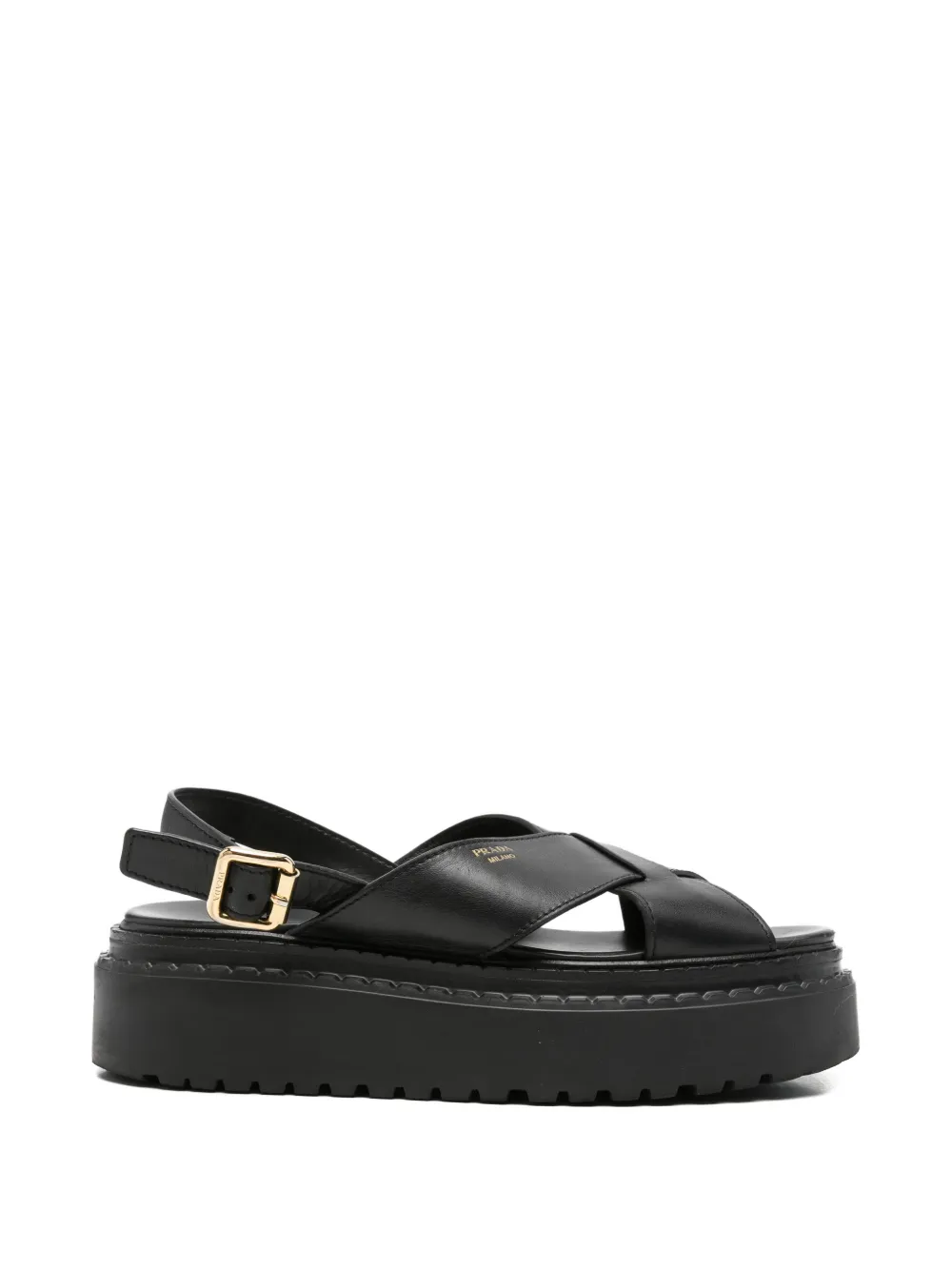 Prada Pre-Owned platform crossover-strap sandals - Schwarz