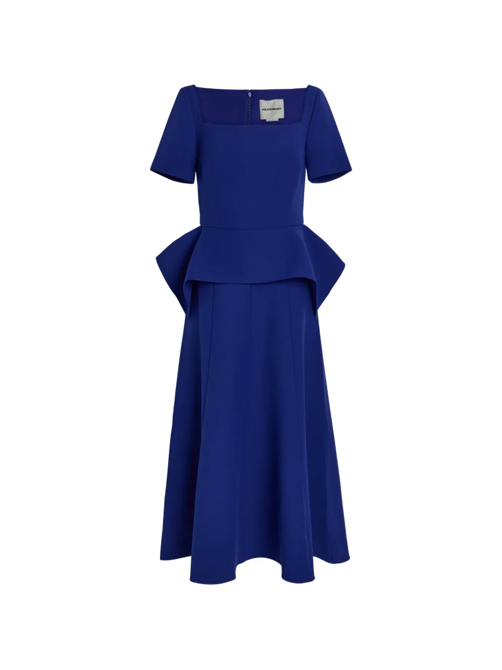 Roland Mouret peplum-waist square-neck midi dress - Blu