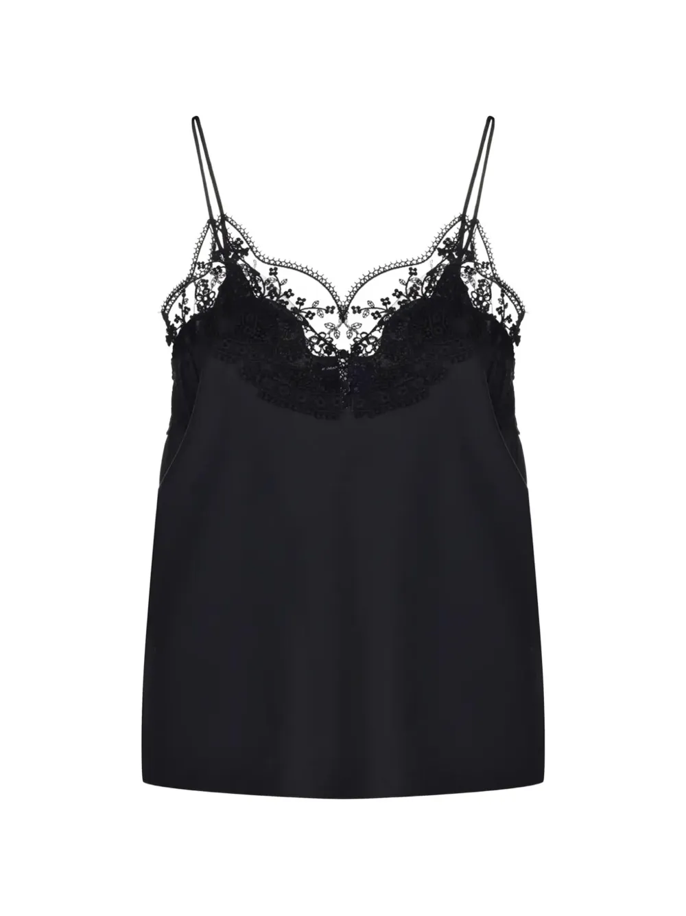 Ermanno Scervino lace-trim spaghetti-strap blouse - Nero