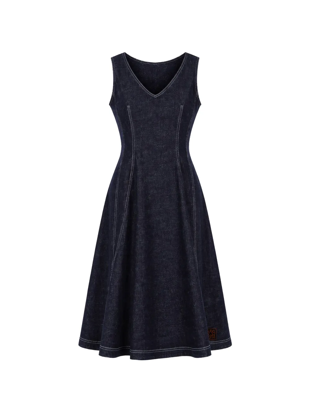 Marni contrast-topstitching V-neck dress - Blu