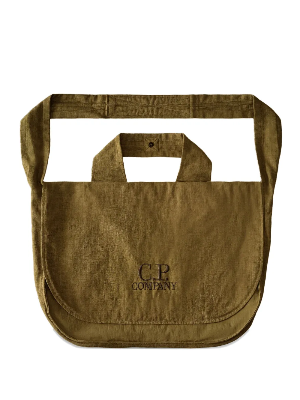 C.P. Company logo-embroidered flap-top messenger bag - Verde
