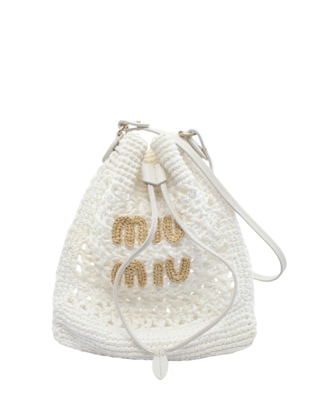 Miu Miu Pre-Owned 2010s woven bucket bag - Weiß