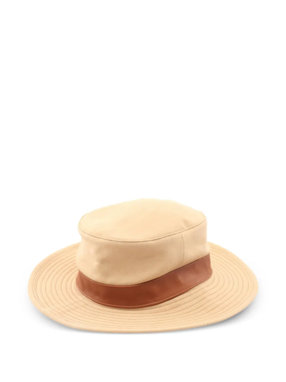 Hermès Pre-Owned 2010s leather-trim linen hat - Nude