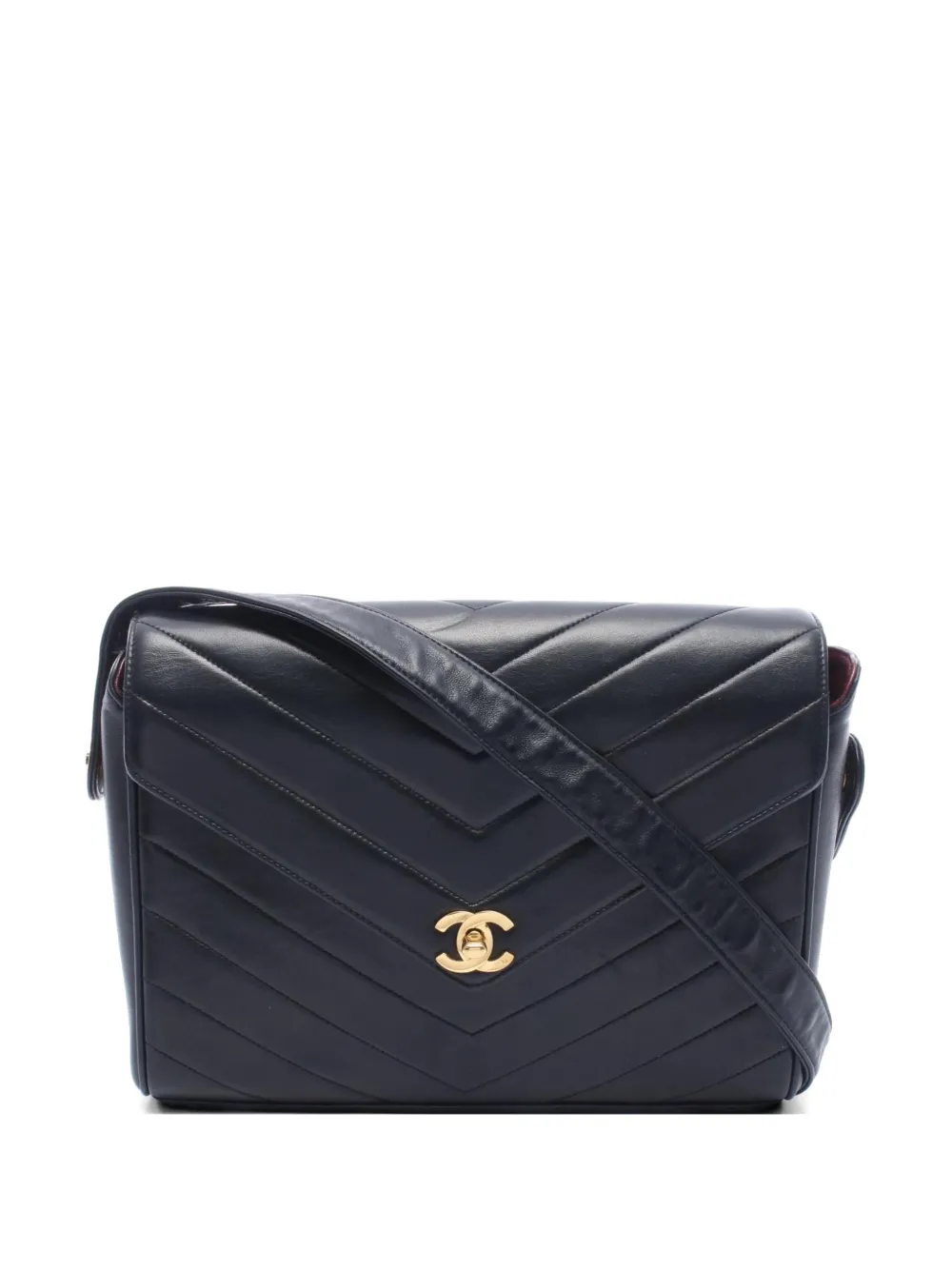 CHANEL Pre-Owned 1990s chevron V-stitch shoulder bag - Black