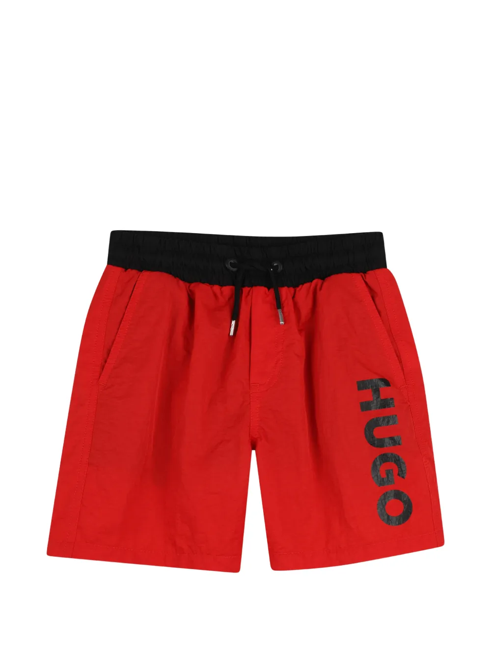 HUGO KIDS logo-print drawstring swim shorts - Rosso