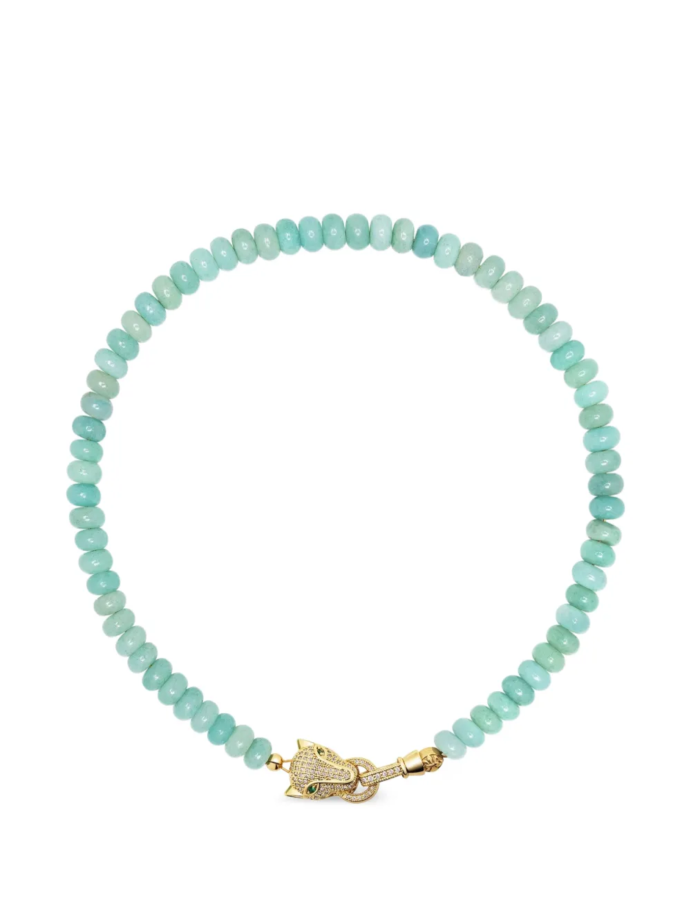 Nialaya Jewelry panther-charm amazonite necklace - Oro