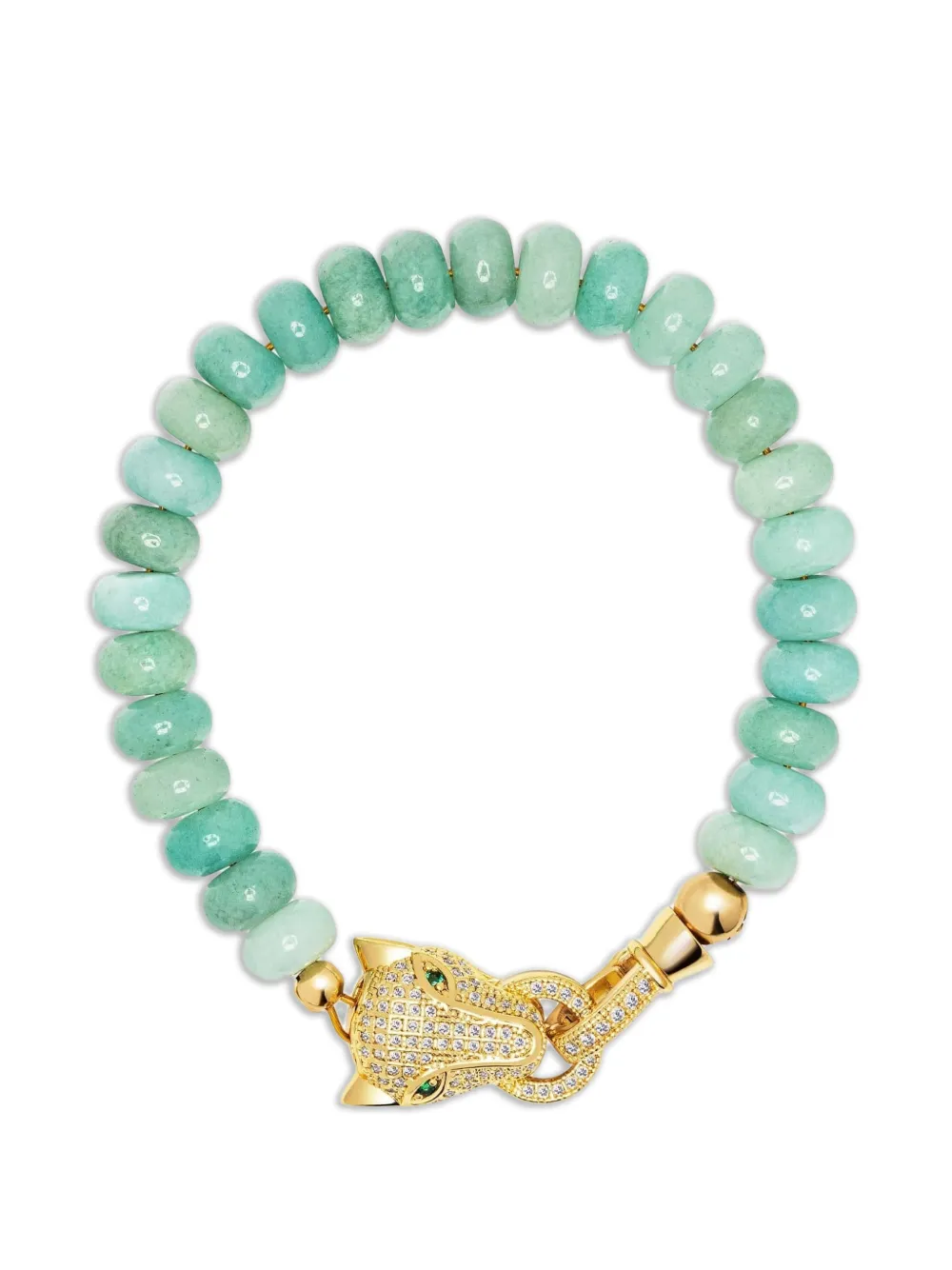 Nialaya Jewelry panther-head amazonite-bead bracelets - Oro