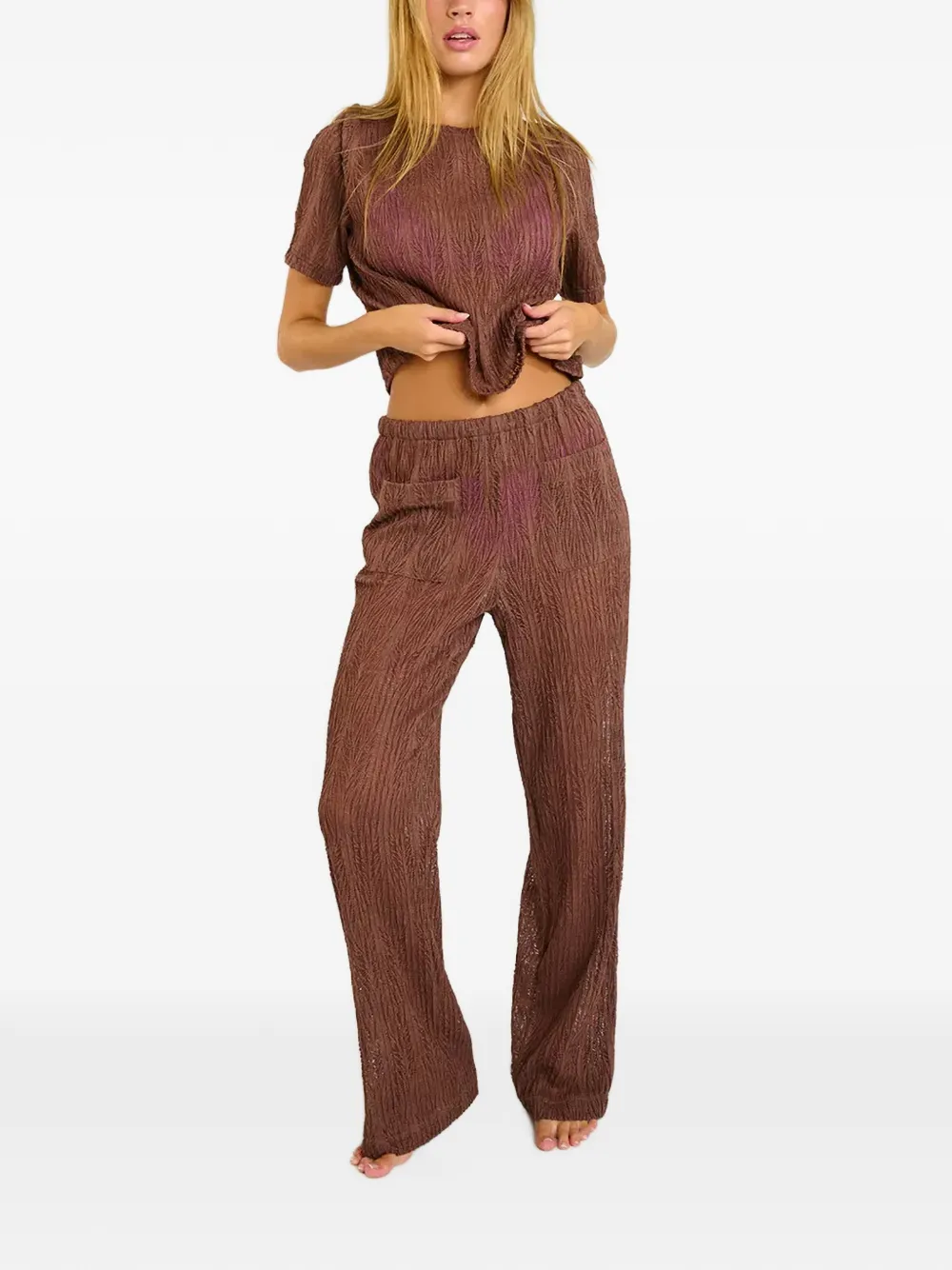 BANANA MOON Beachsoul textured straight-leg trousers Bruin