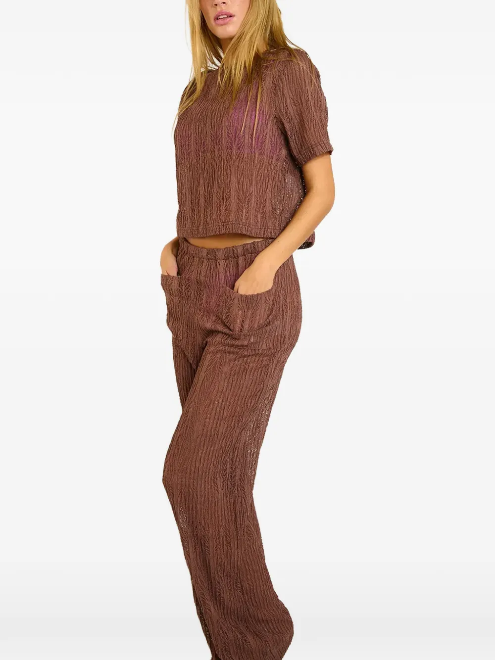 BANANA MOON Beachsoul textured straight-leg trousers Bruin