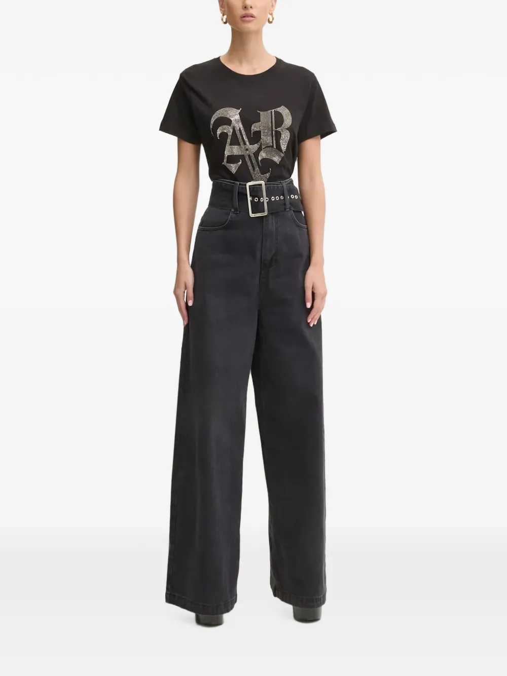 Aniye By T-shirt met logo van stras Zwart