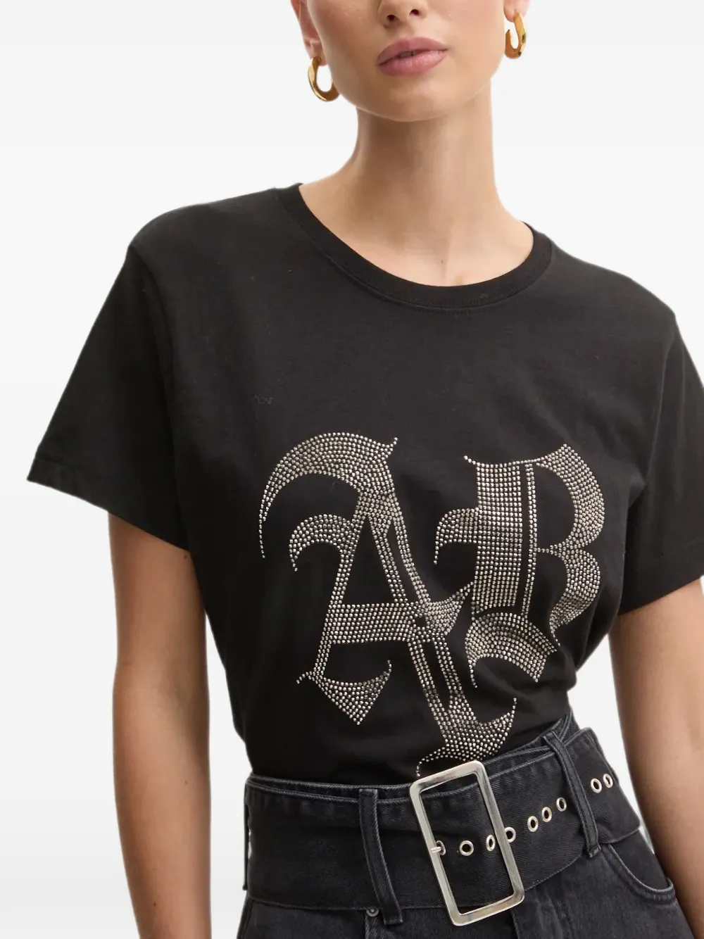 Aniye By T-shirt met logo van stras Zwart