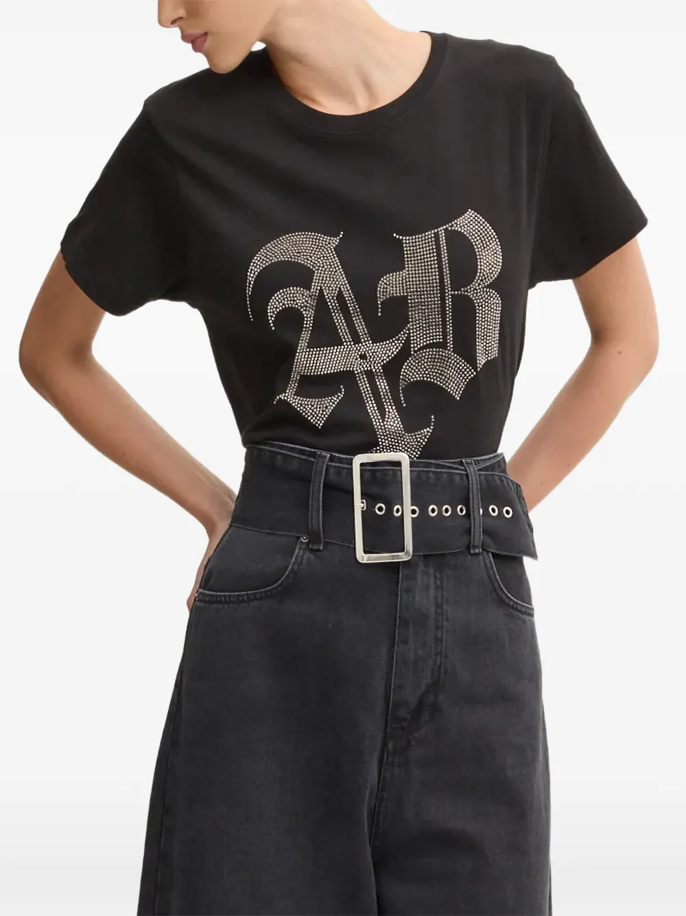 Aniye By rhinestone-logo T-shirt - Nero