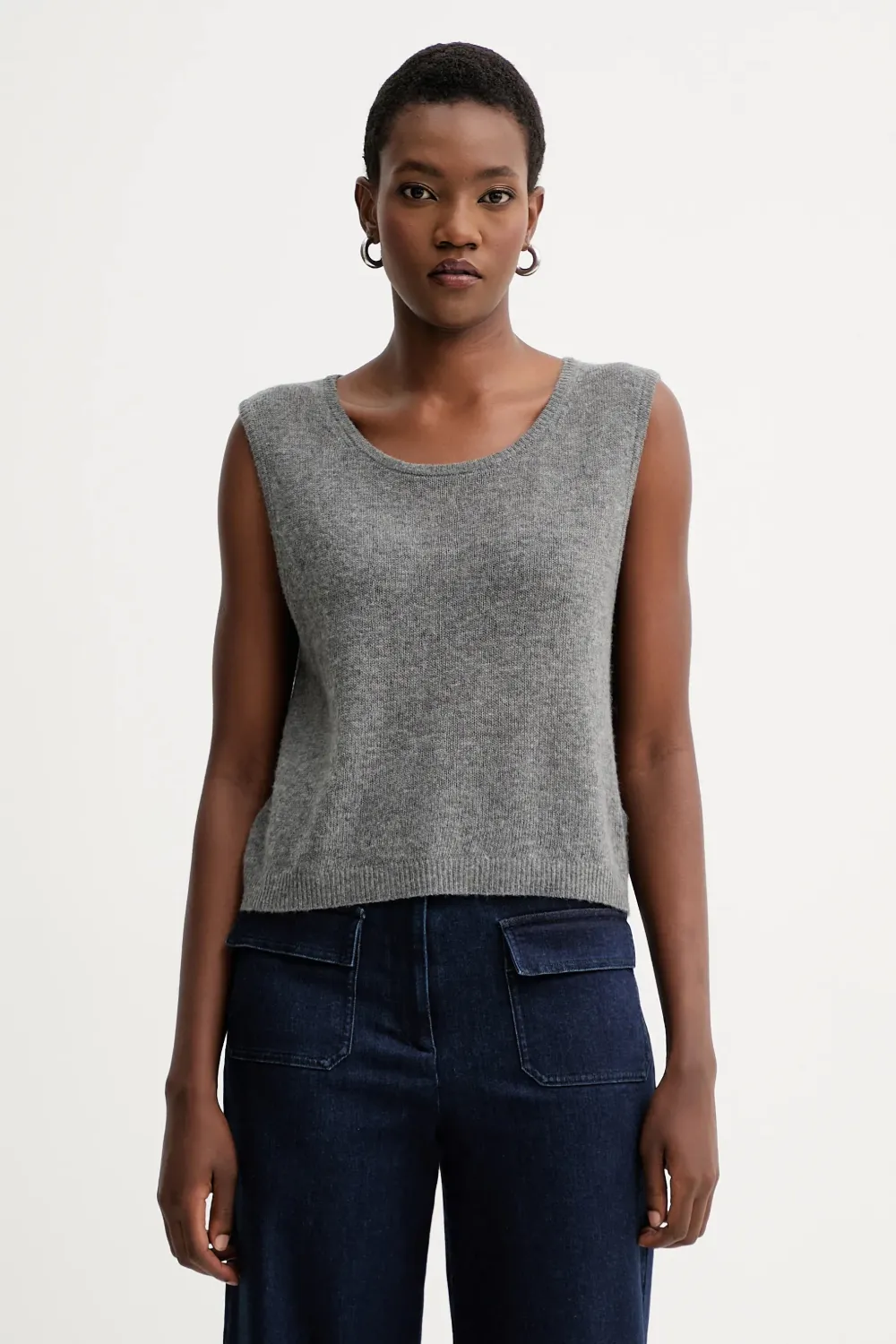American Vintage ribbed-trim scoop-neck vest - Grigio