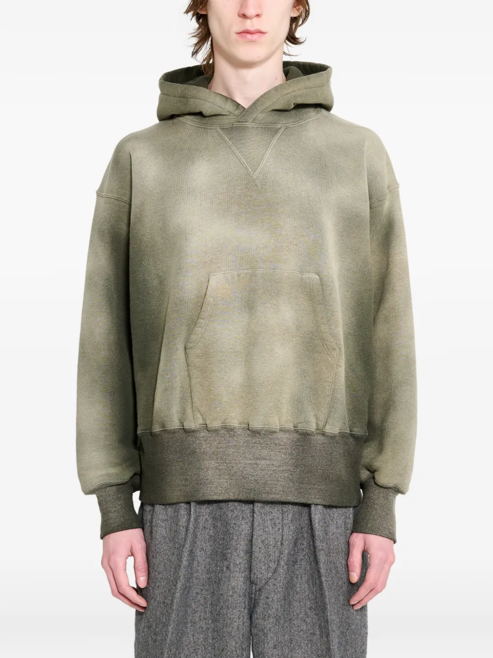 TAIGA TAKAHASHI bleached-effect hoodie - Verde
