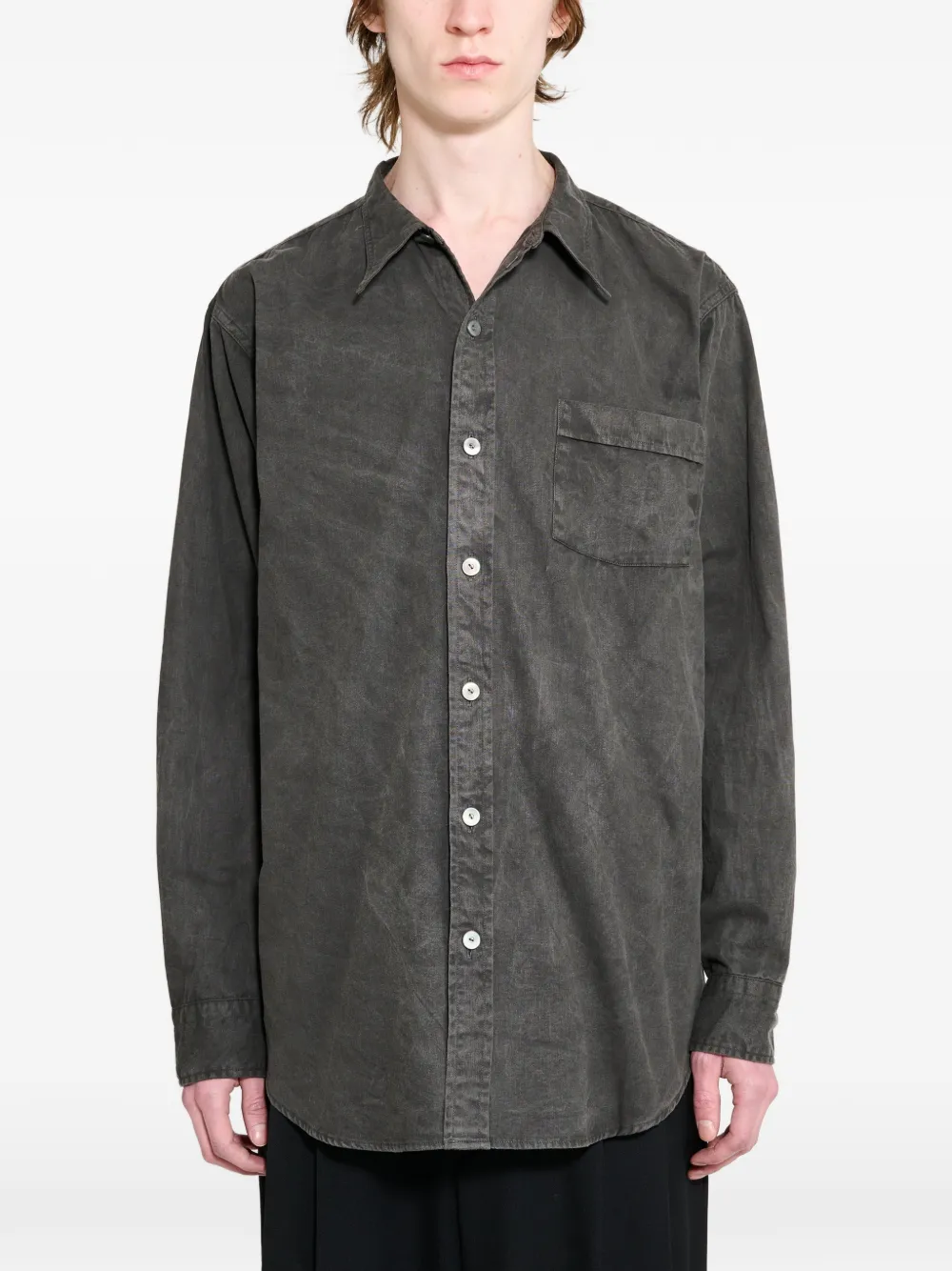 TAIGA TAKAHASHI narrow-collar shirt - Nero