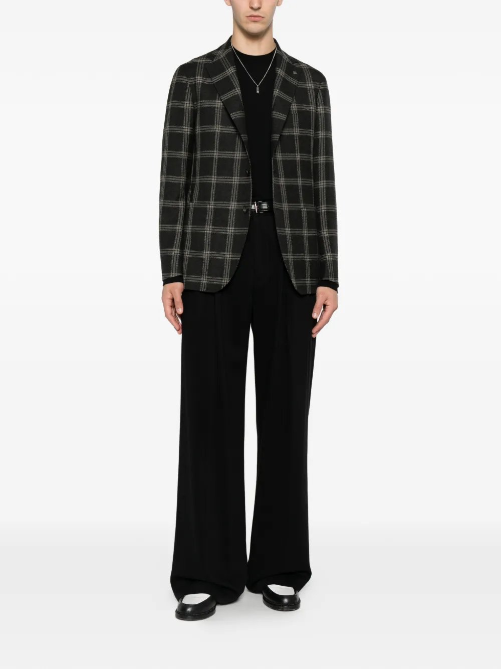 Tagliatore Geruite blazer met enkele rij knopen Grijs