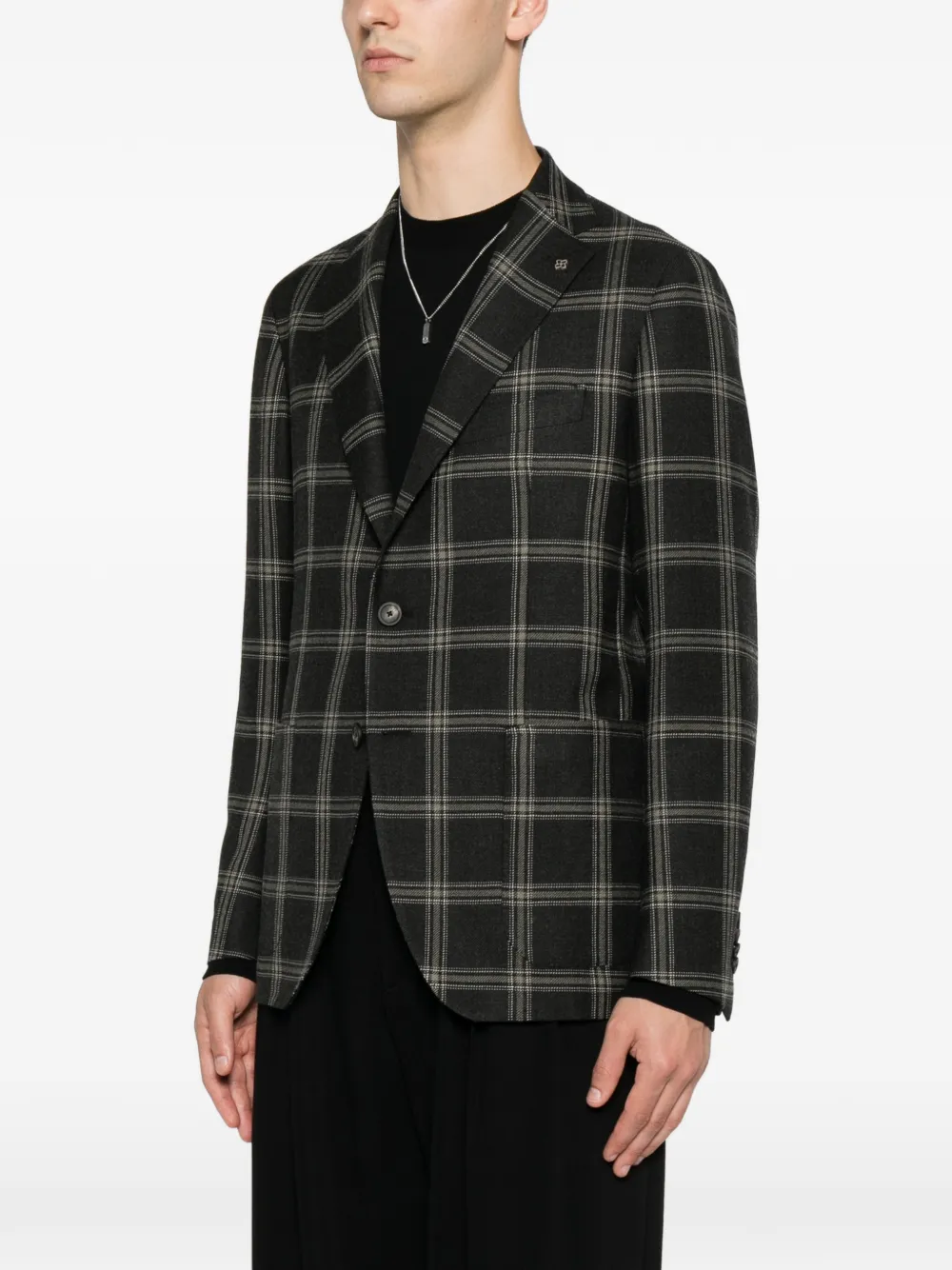 Tagliatore Geruite blazer met enkele rij knopen Grijs