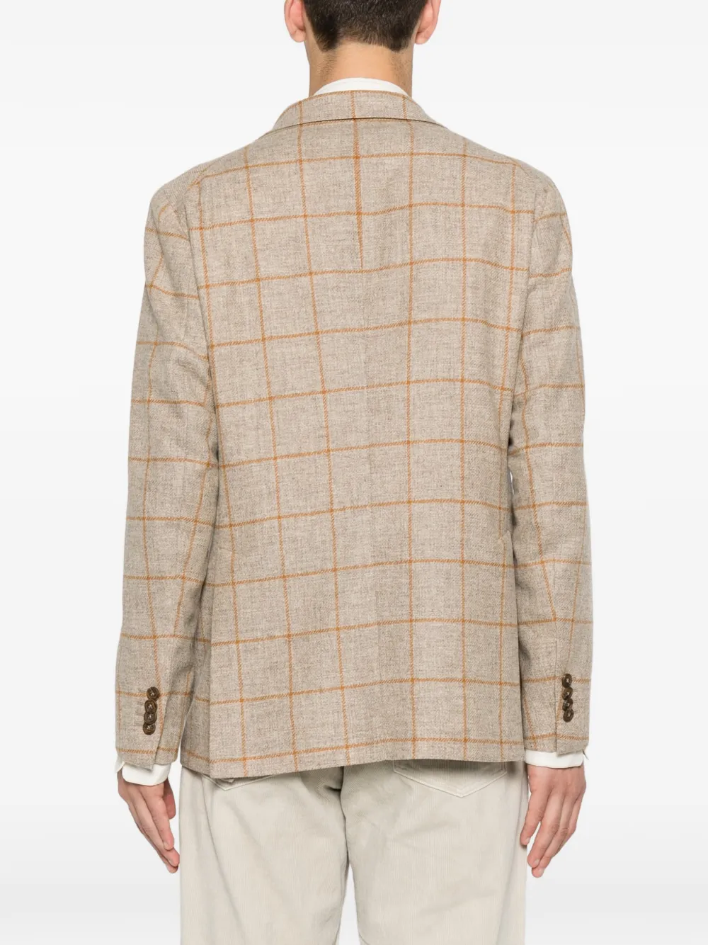 Tagliatore Geruit jack met gekerfde revers Beige