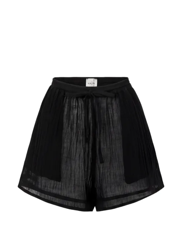 Le Kasha Tabag Drawstring Linen Shorts in Black