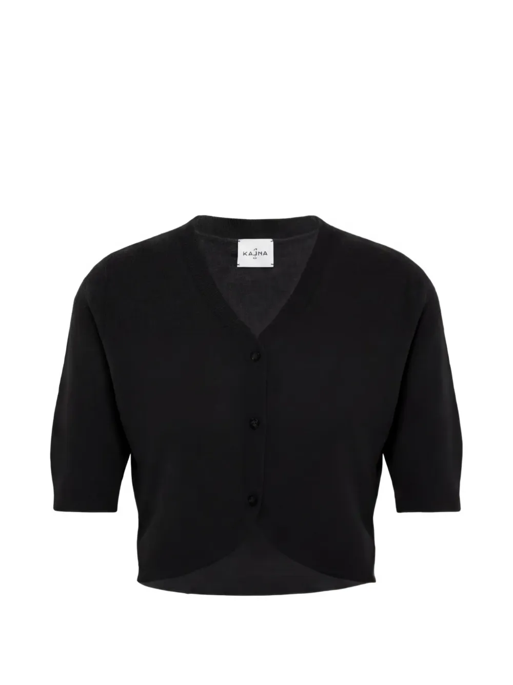 Le Kasha V-neck Short-sleeve Cardigan In Black
