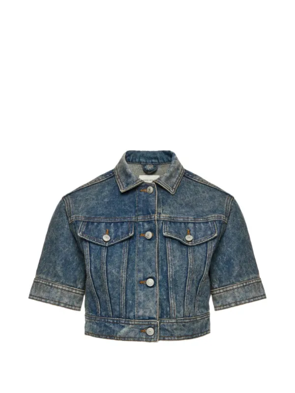 Magda Butrym Cropped Short-sleeve Denim Jacket in Blue