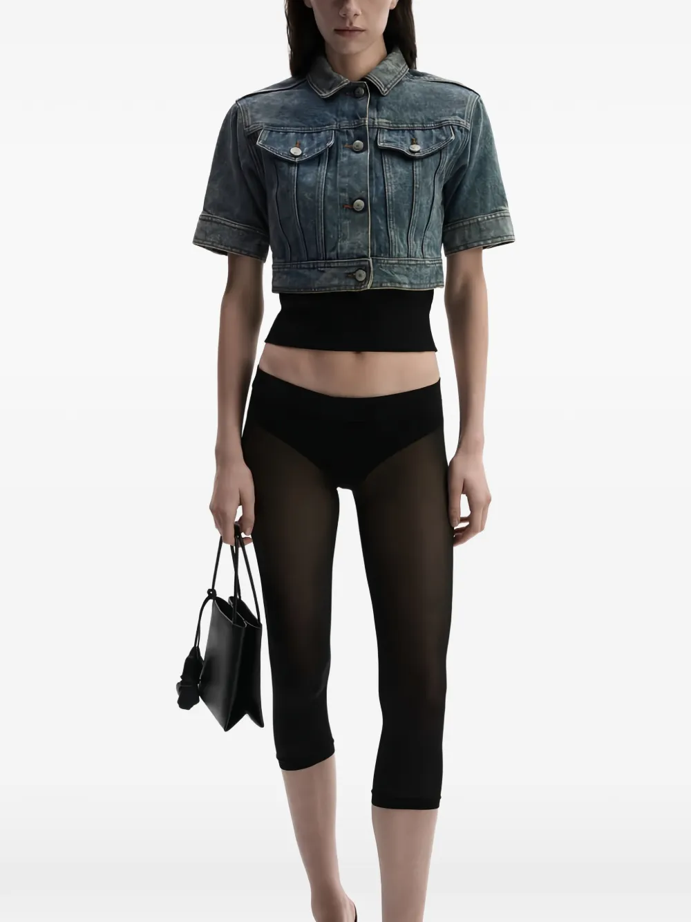 Magda Butrym Cropped Short-sleeve Denim Jacket in Blue, view 2