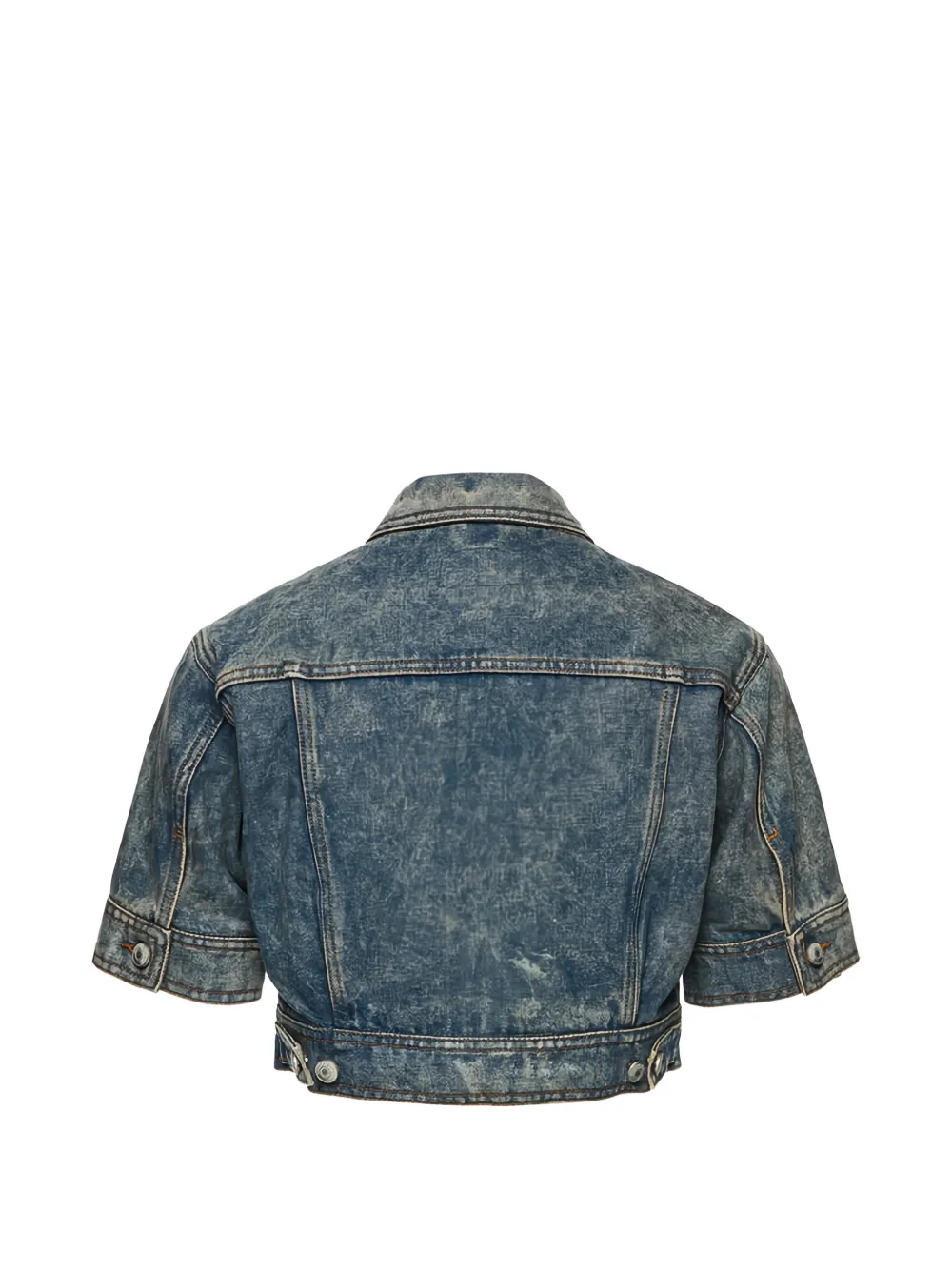 Magda Butrym Cropped Short-sleeve Denim Jacket in Blue, view 3