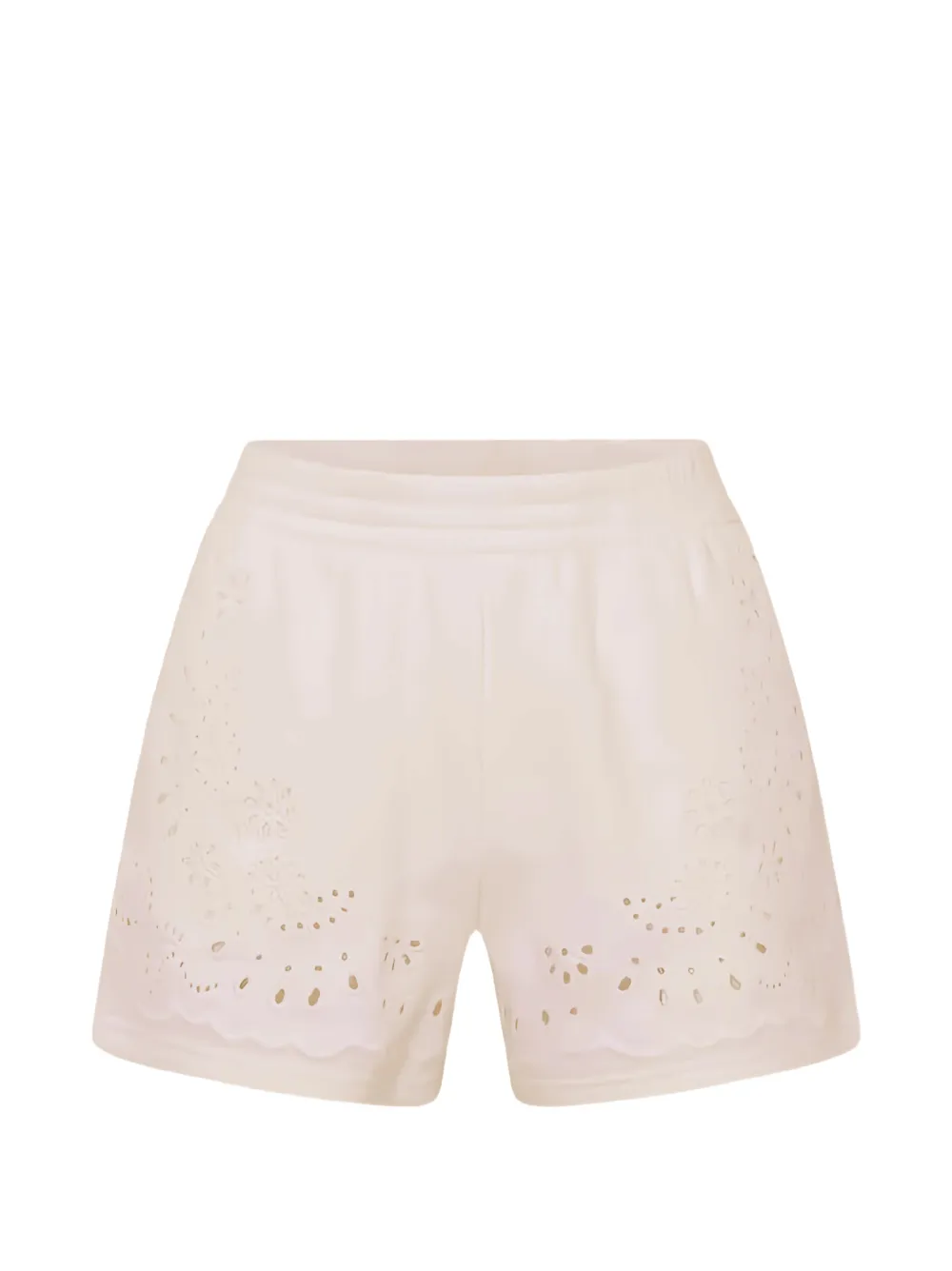 LoveShackFancy broderie-anglaise scalloped-hem shorts - Bianco