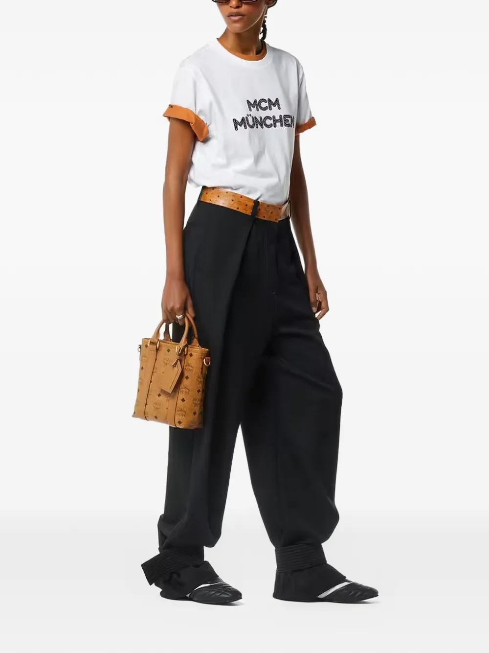 MCM Visetos shopper met logoprint Beige