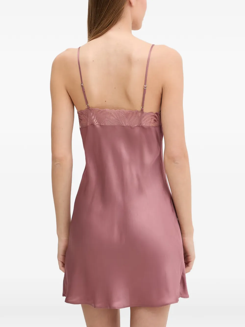 Chantelle Legend lace-trim satin nightdress Roze