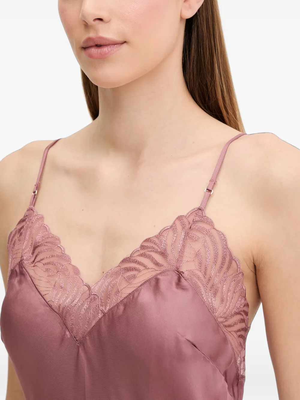 Chantelle Legend lace-trim satin nightdress Roze