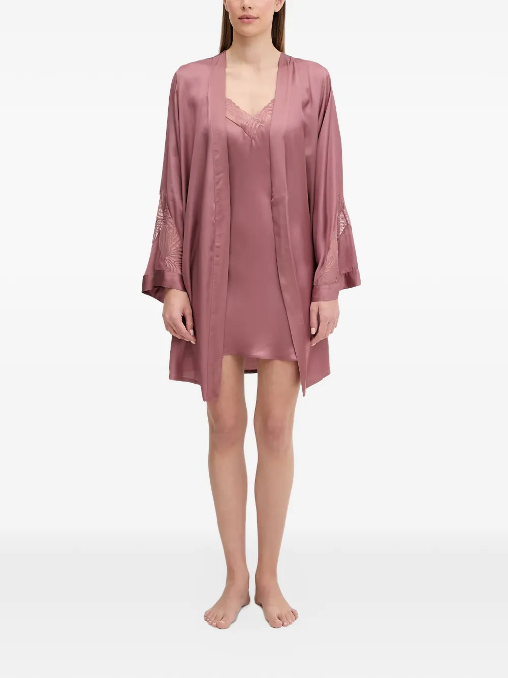 Chantelle Legend lace-trim satin nightdress Roze