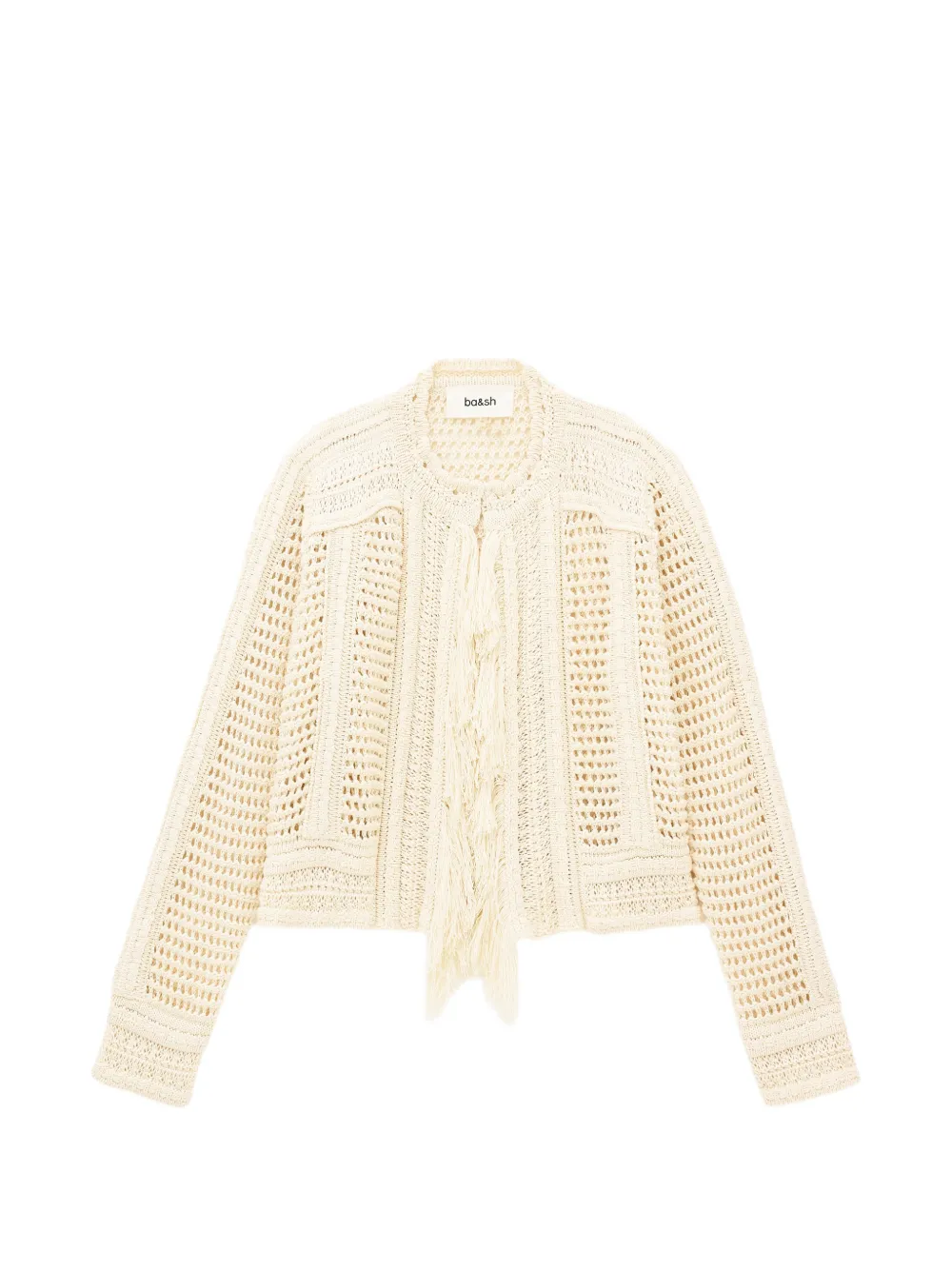 Ba&Sh Bianca fringe-trimmed open-knit cardigan - Nude