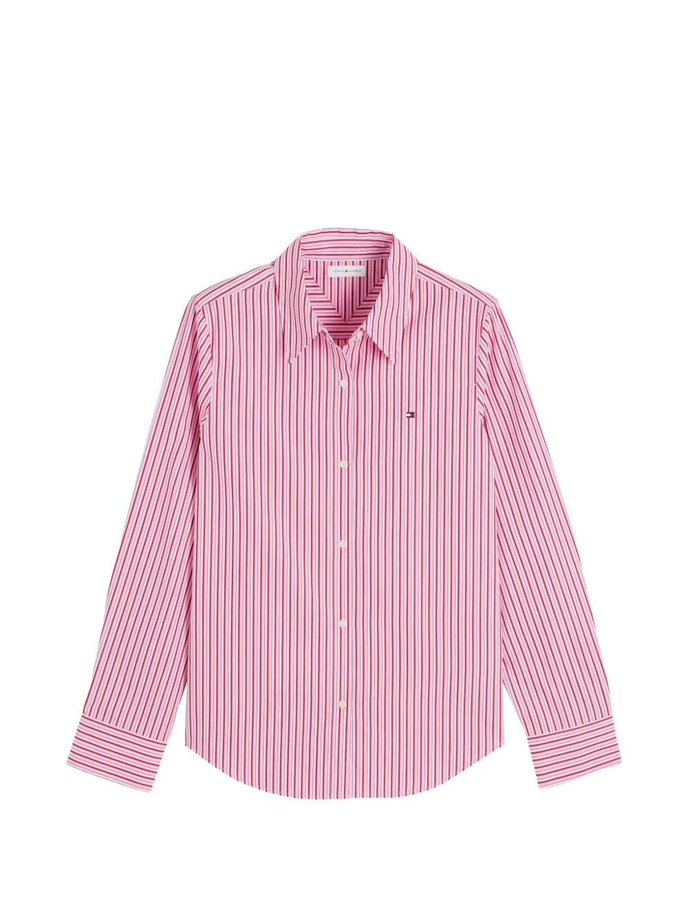 Tommy Hilfiger vertical-stripe logo-embroidered shirt - Rosa