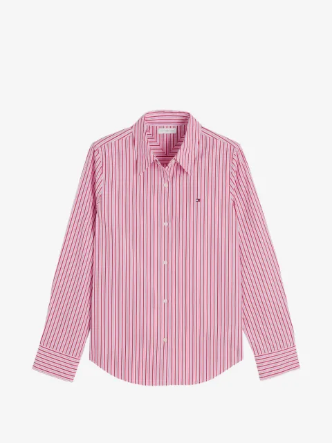 Tommy Hilfiger vertical-stripe logo-embroidered shirt