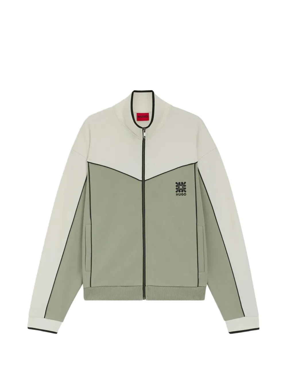 HUGO 컬러 블록 집업 스웨트셔츠 | 그린 | Image 1