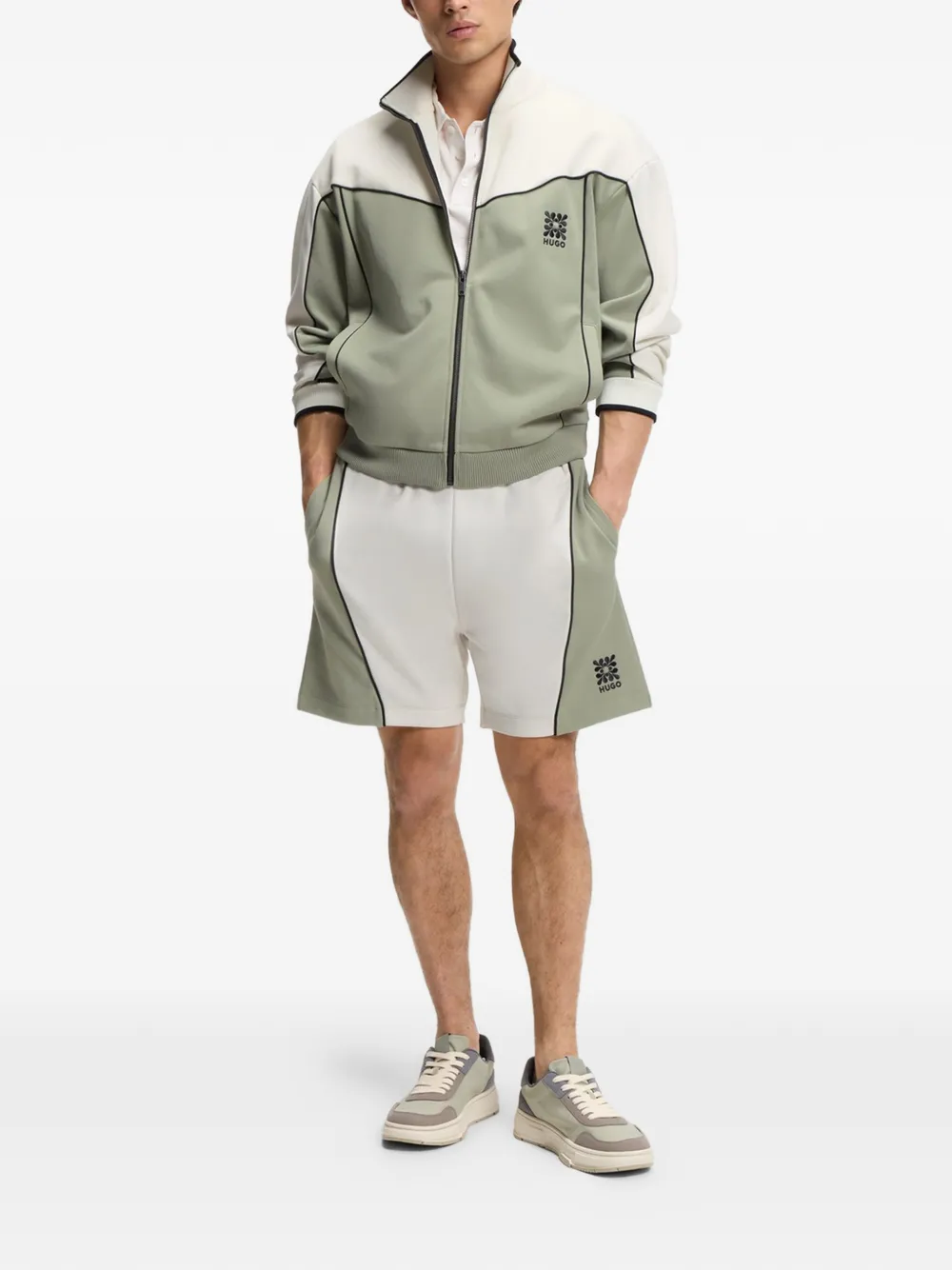 HUGO Sweater met colourblocking Groen