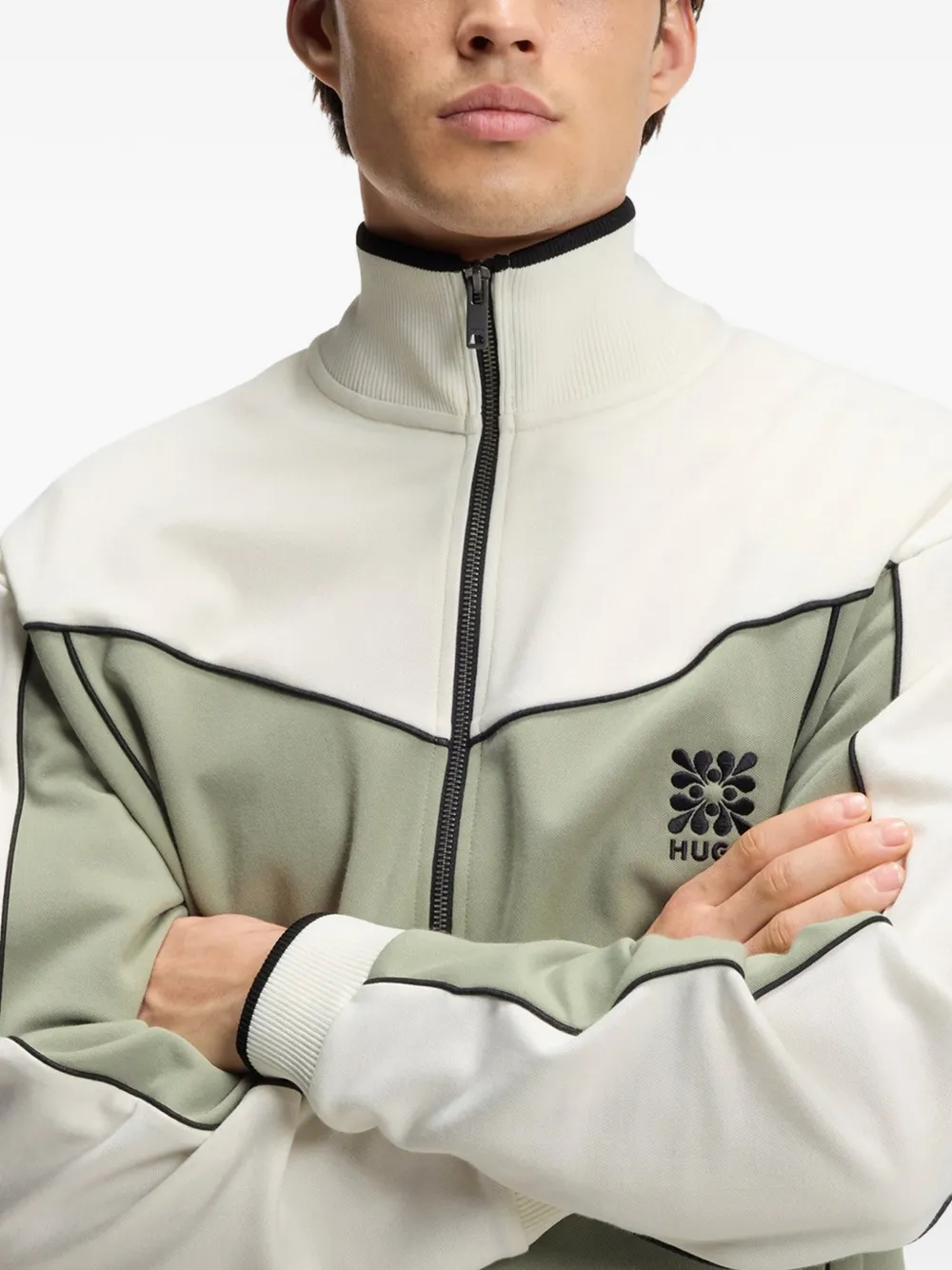 HUGO Sweater met colourblocking Groen
