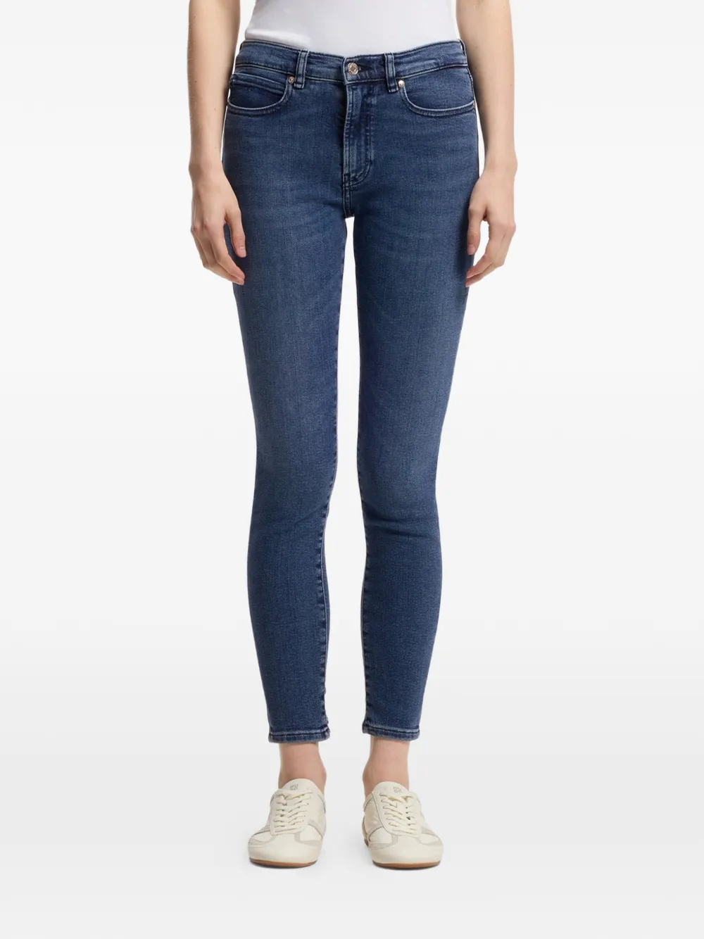 HUGO Skinny jeans met logopatch Blauw