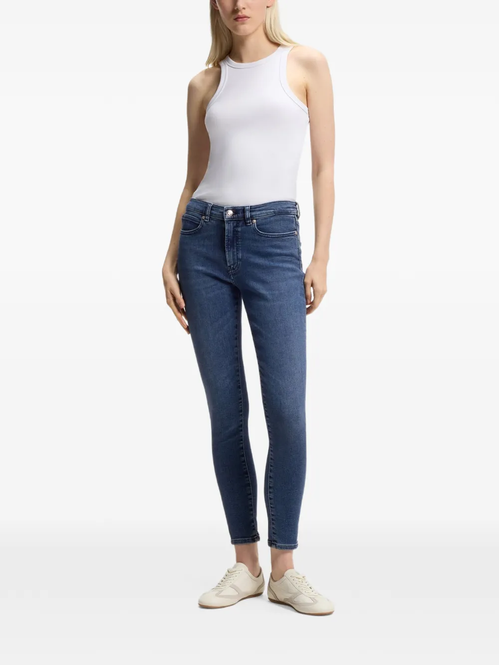 HUGO Skinny jeans met logopatch Blauw