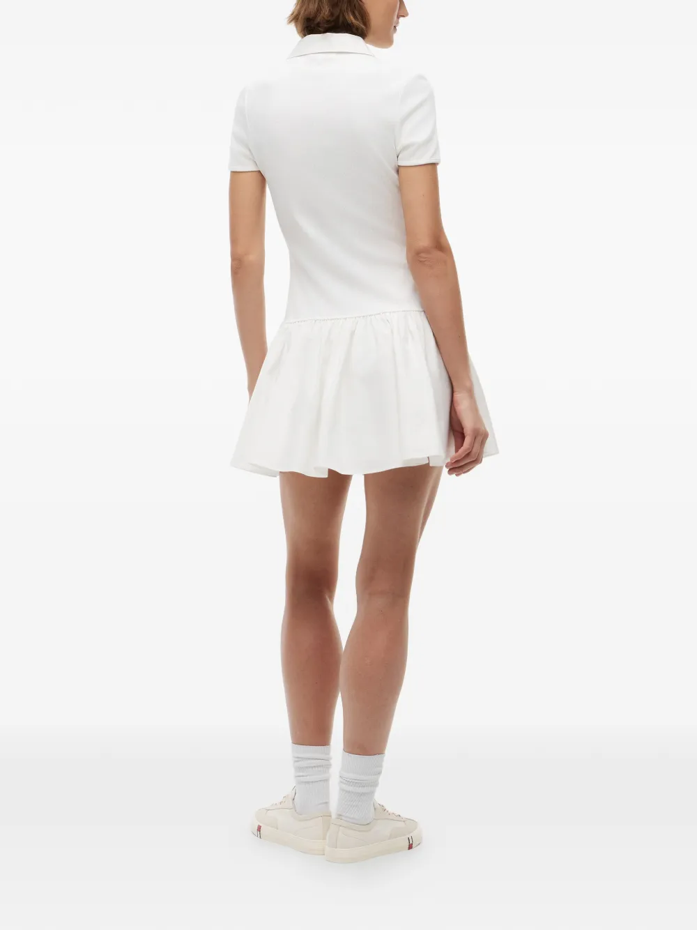 Tommy Hilfiger Ribgebreide mini-jurk met ruches Wit
