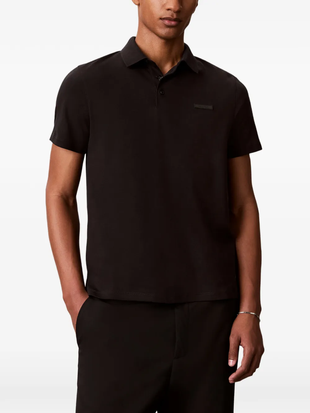 Calvin Klein Poloshirt met logoplakkaat Zwart