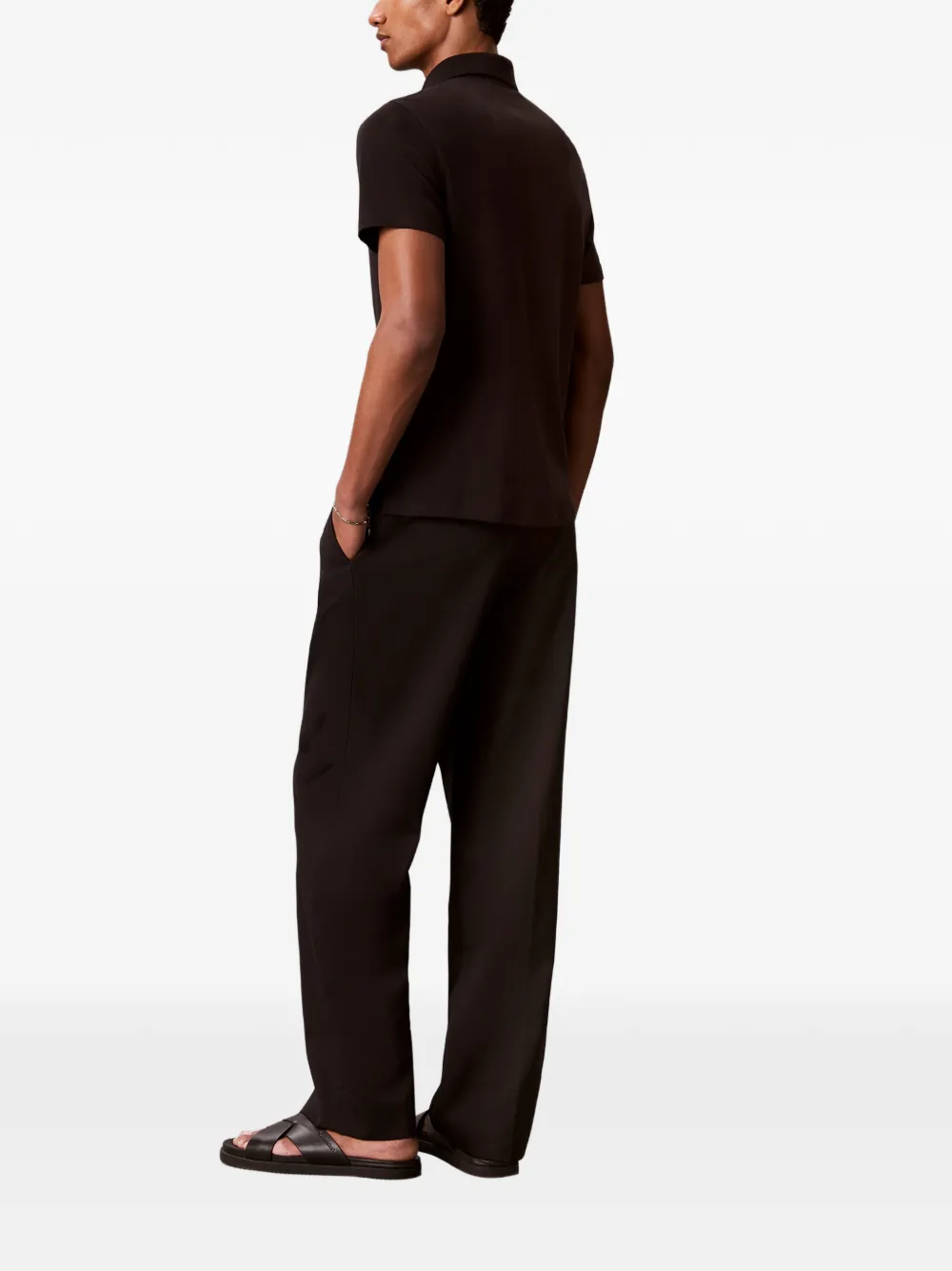 Calvin Klein Poloshirt met logoplakkaat Zwart