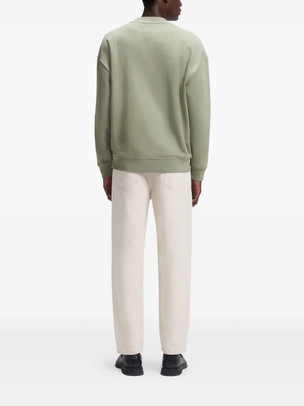 HUGO Sweater met logo-reliëf en verlaagde schouders Groen