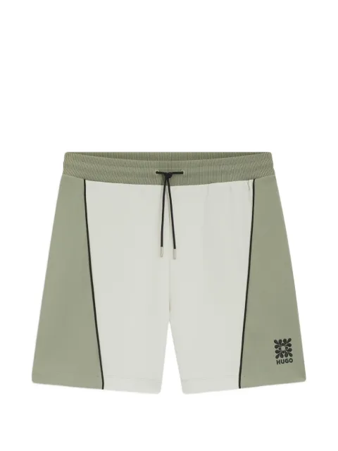 HUGO panelled logo-print track shorts